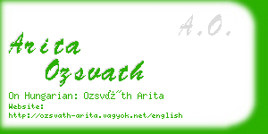 arita ozsvath business card